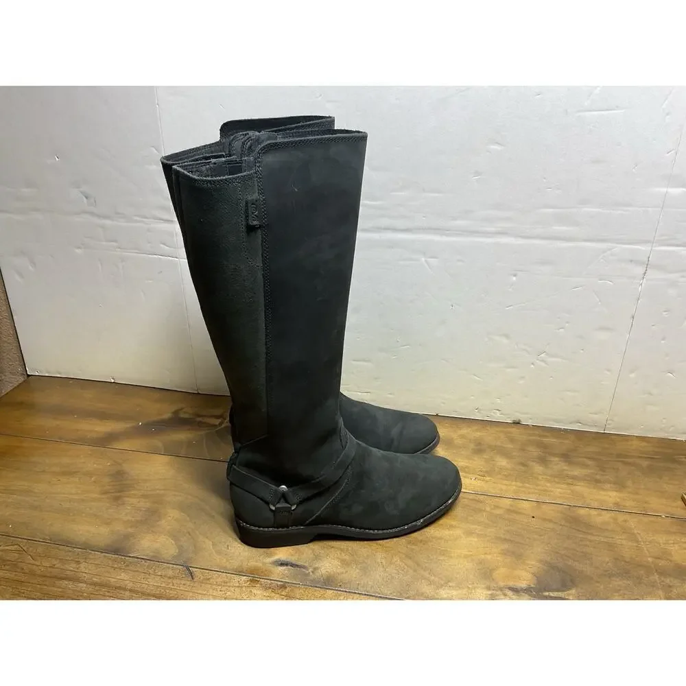 Teva De La Vina Dos Women's Size 9 Tall Black Leather Waterproof 1017143 Boots